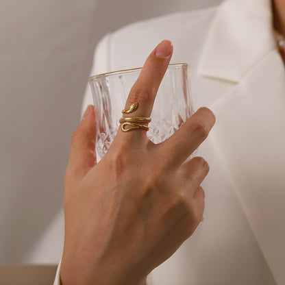 Lilyah Jewelry Gold Plated Ring . Stunning, minimalistic, adjustable, elegant and statement ring. Gift idea for her. Snake Ring 