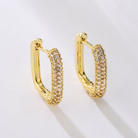 18k Gold Plated Rectangular Hoop Earrings - Elise
