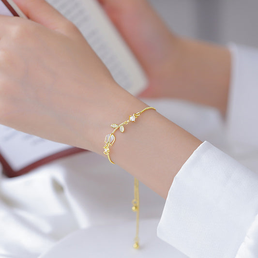 18k Gold Plated Golden Tulip Flower Bracelet - Tulip