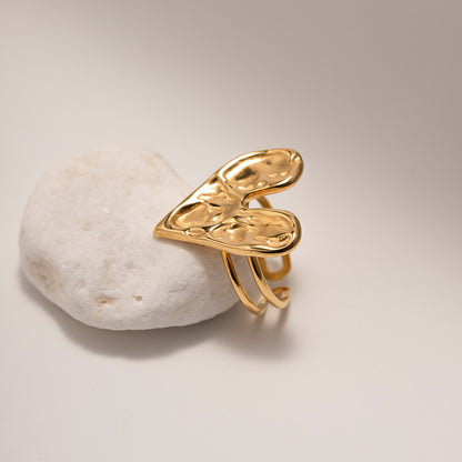 Lilyah Jewelry Gold Plated Ring . Stunning, minimalistic, adjustable, elegant and statement ring. Gift idea for her.