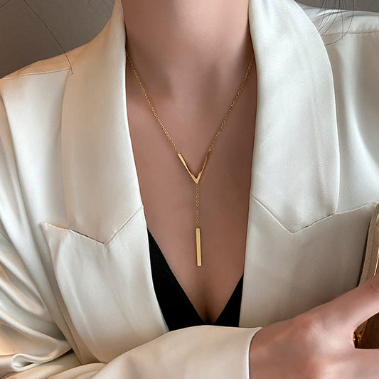18k Gold Plated Minimalist Gold V / Y Necklace - Vera