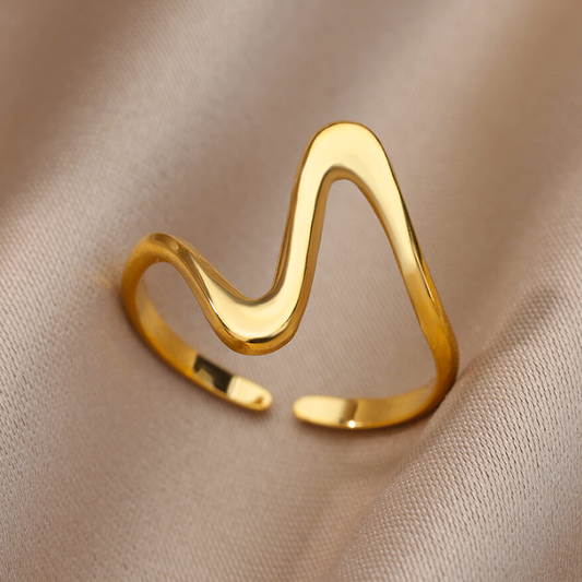 18k Gold Plated Wave Ring - Nerida