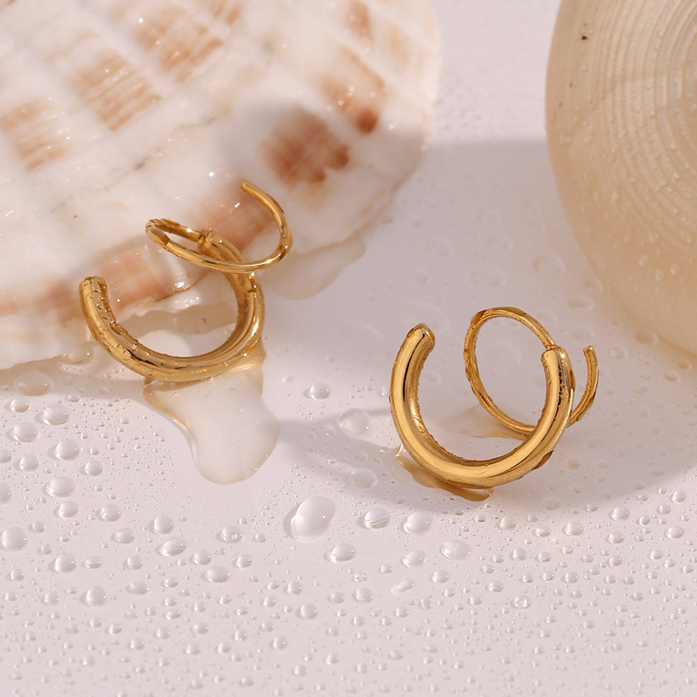 18k Gold Plated Spiral Hoop Earrings - Athena
