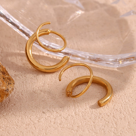 18k Gold Plated Spiral Hoop Earrings - Athena