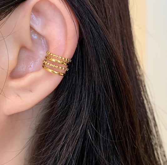 18k Gold Plated Triple Band Ear Cuff - Vega