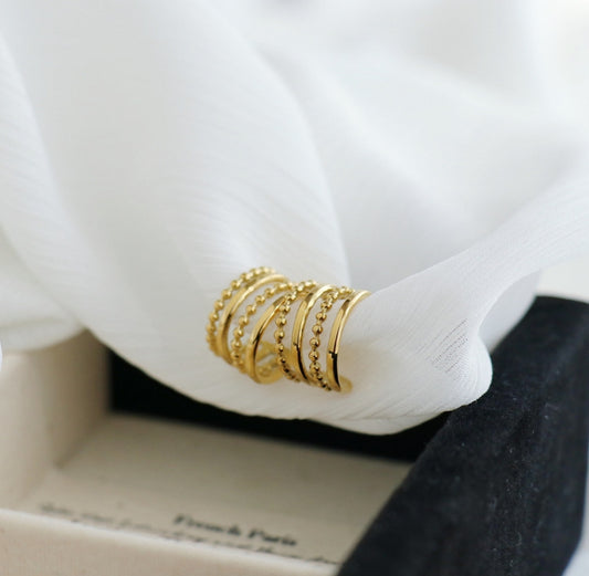 18k Gold Plated 4 Layered Band Ear Cuff - Vega