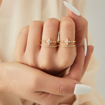 Lilyah Jewelry Gold Plated Zircon Diamond Ring.  Two layers and adjustable promise ring.