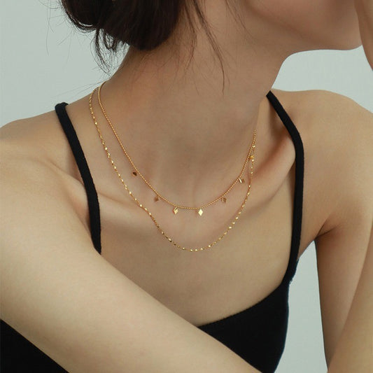 18k Gold Plated Diamond Shape Necklace - Astra