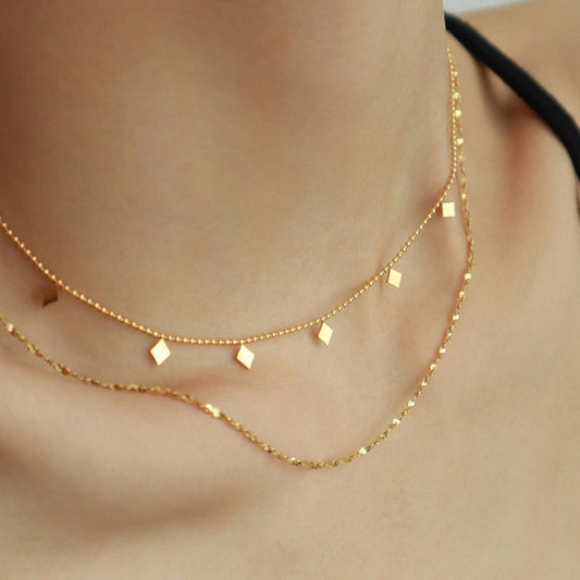 18k Gold Plated Diamond Shape Necklace - Astra
