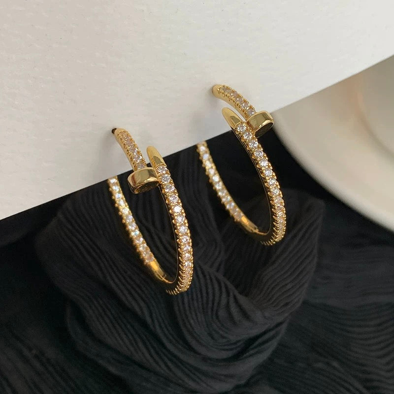 Lilyah Jewelry Gold Plated Zircon Diamond Adjustable Hoop Earring . Stunning and elegant. Gift for her