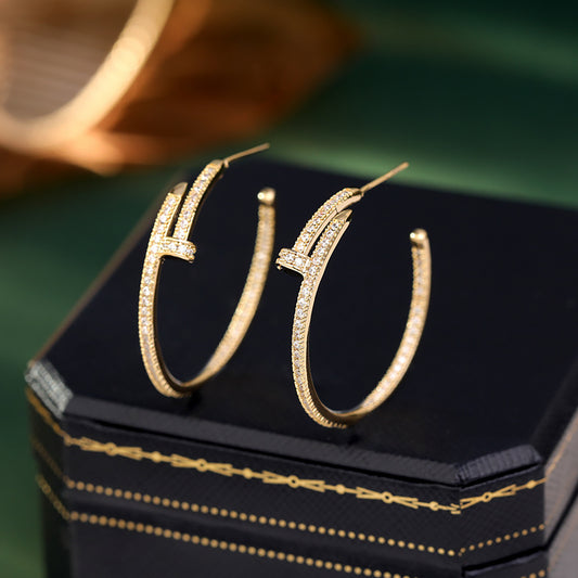 Lilyah Jewelry Gold Plated Zircon Diamond Adjustable Hoop Earring . Stunning and elegant. Gift for her