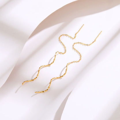 18k Gold Plated Wiggle Chain Earrings - Sieno