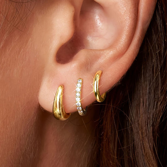 Trinity - 14k Gold Plated Triple Hoop Earring Set