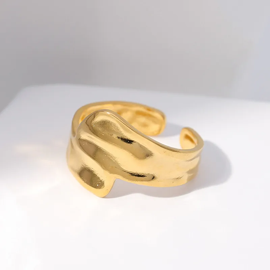 18k Gold Plated Hammered Open Ring - Gaia