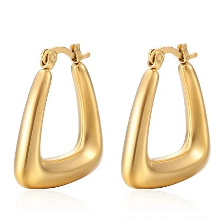 18k Gold Plated Triangular Hoop Earrings - Vedo