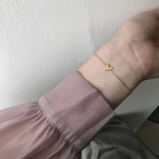 18k Gold Plated Tiny Heart Charm Bracelet - Cherie