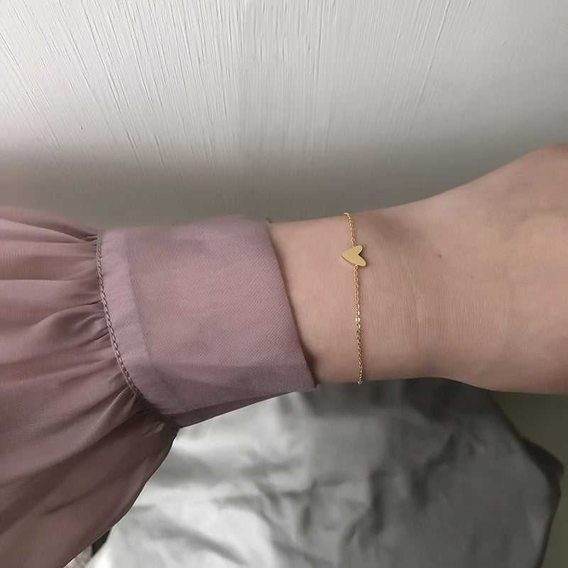 18k Gold Plated Tiny Heart Charm Bracelet - Cherie