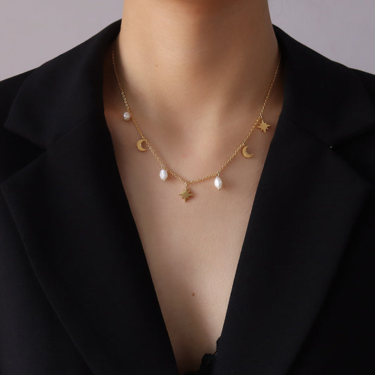 18k Gold Plated Dainty Celestial Necklace - Celeste