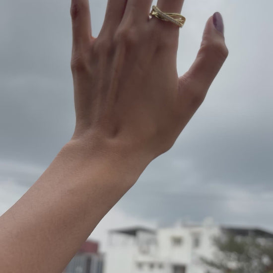 Lilyah Jewelry Gold Plated Zircon Diamond Ring. adjustable promise ring. accents of gold and diamonds. Video showing how it will look on the finger.