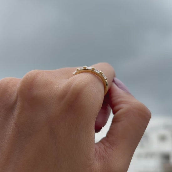 Lilyah Jewelry Gold Plated Zircon Diamond Adjustable Ring . Stunning and elegant. Gift for her. Video showing how it looks on the finger