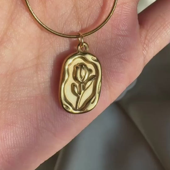 Lilyah Jewelry Necklace. Gold plated tulip pendant necklace video