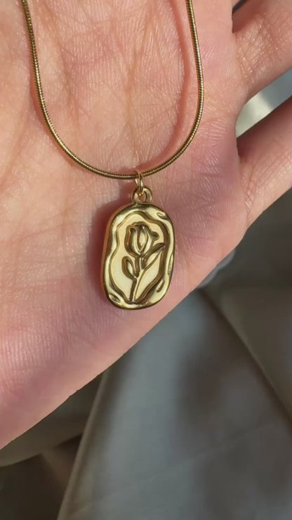 Lilyah Jewelry Necklace. Gold plated tulip pendant necklace video